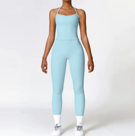 VYVAE Winter Running Set Short Sleeved Shorts Sky Blue - Walking