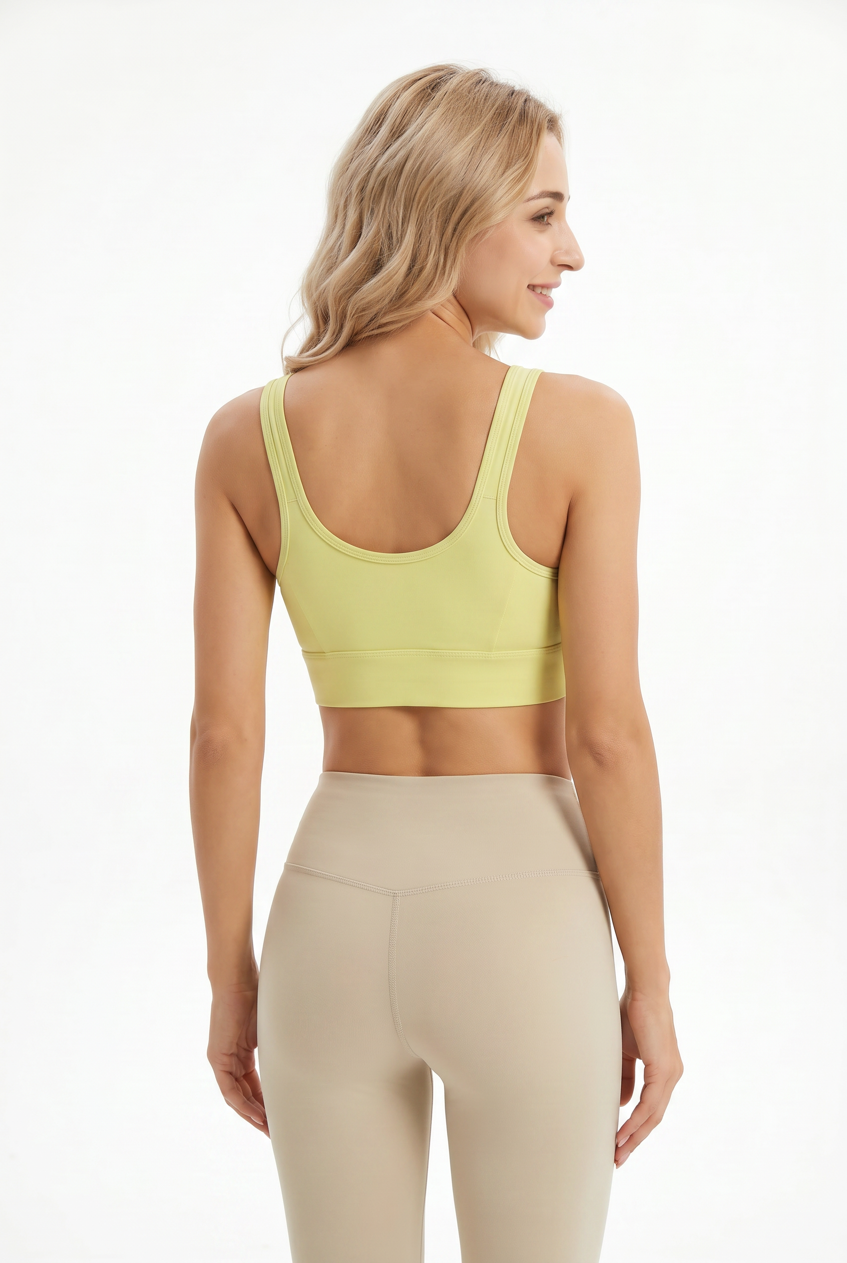 VYVAE Breathable Yoga Vest Bra Yellow Green - Front