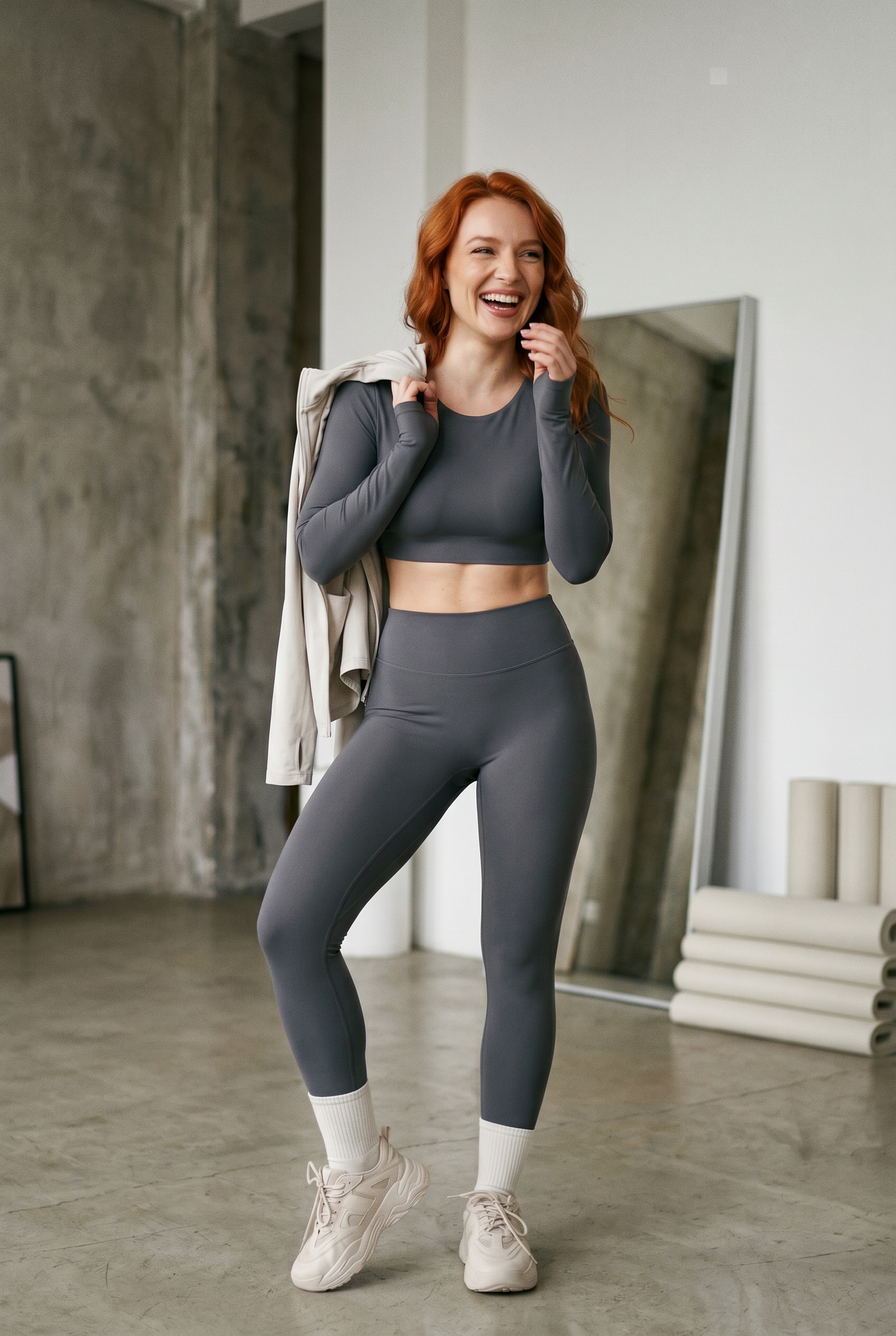 Nylon Nude Yoga Suit Grafite - Candid