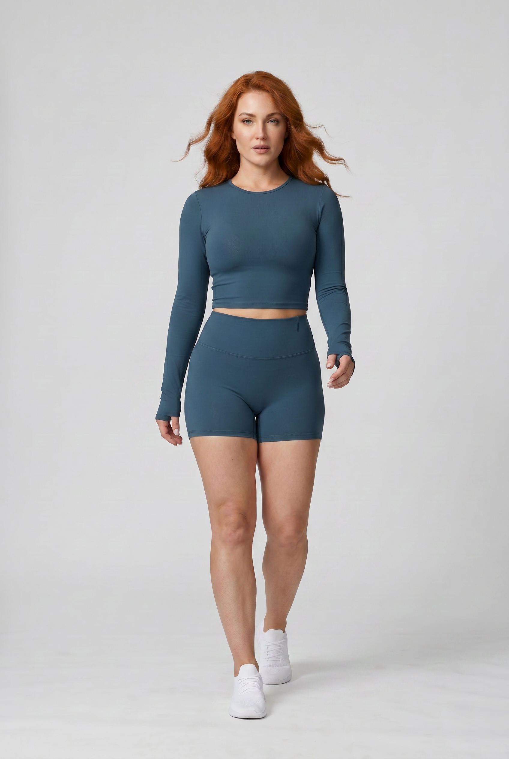 VYVAE Long Sleeve Yoga Top Dusty Blue - Candid
