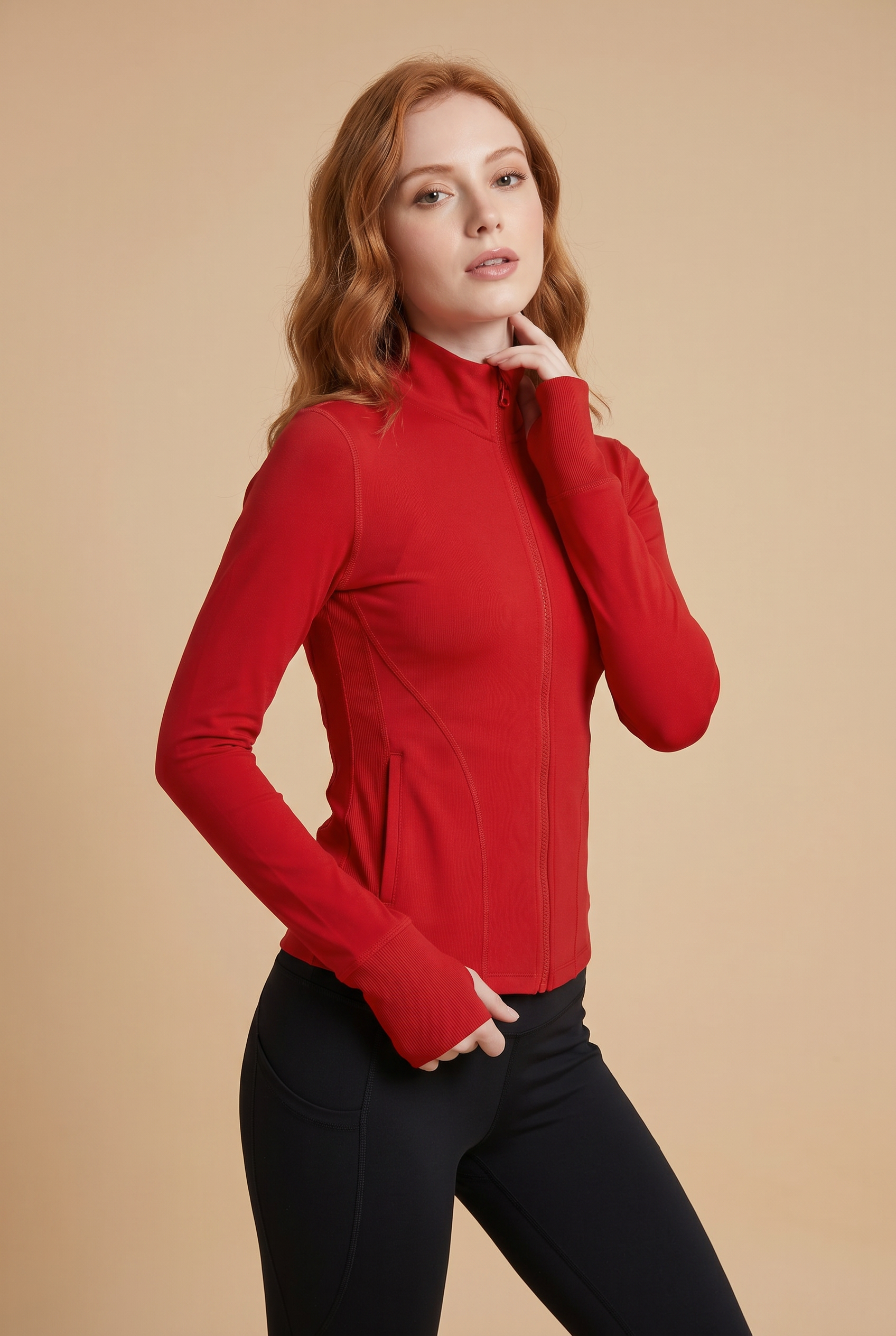 VYVAE Pocket Running Cardigan Red - Neck