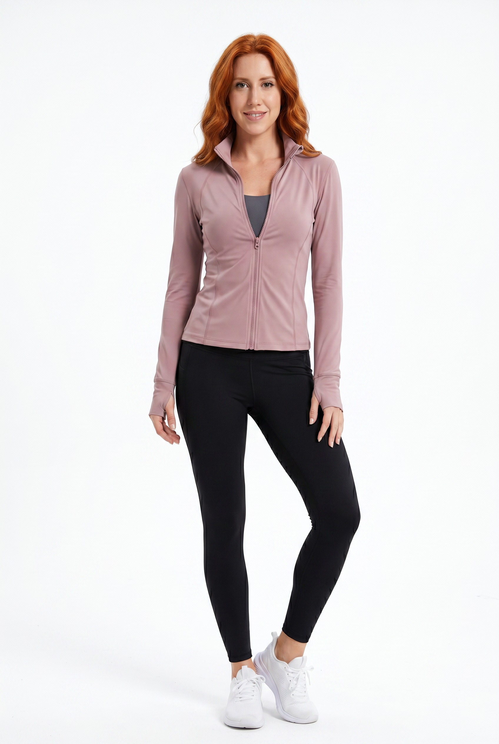 VYVAE Pocket Running Cardigan Rose - Front