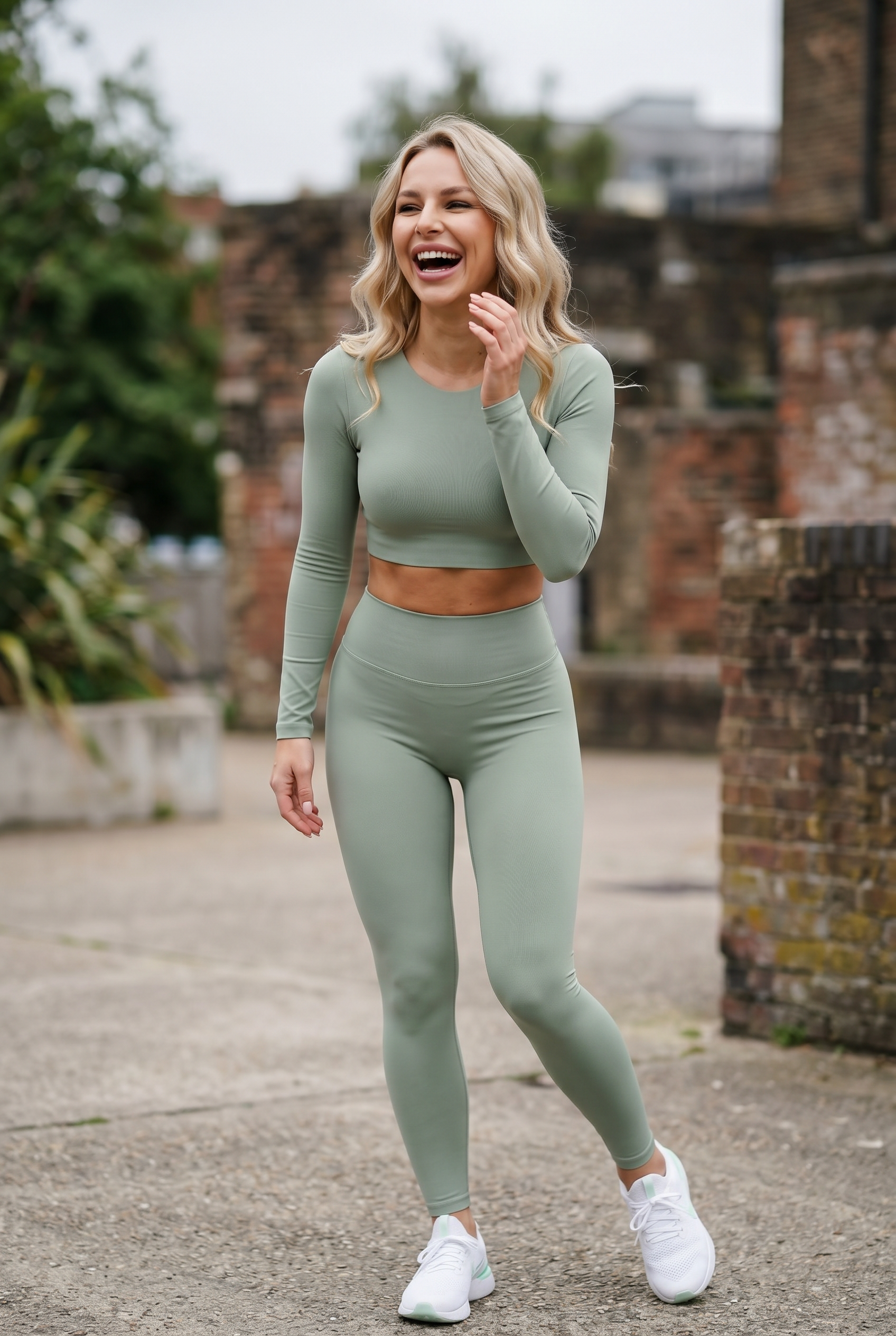 Nylon Nude Yoga Suit Sage Green - Candid