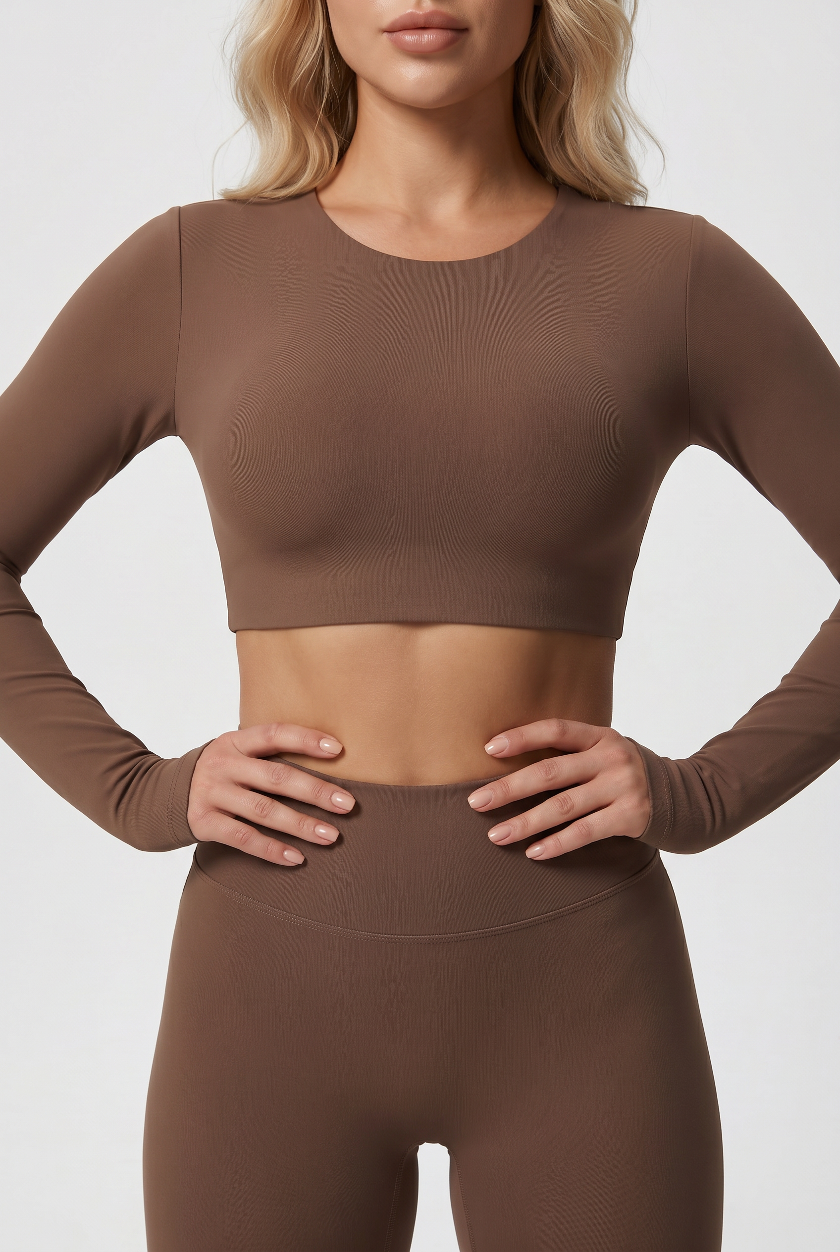 Nylon Nude Yoga Suit Mocha Brown - Studio