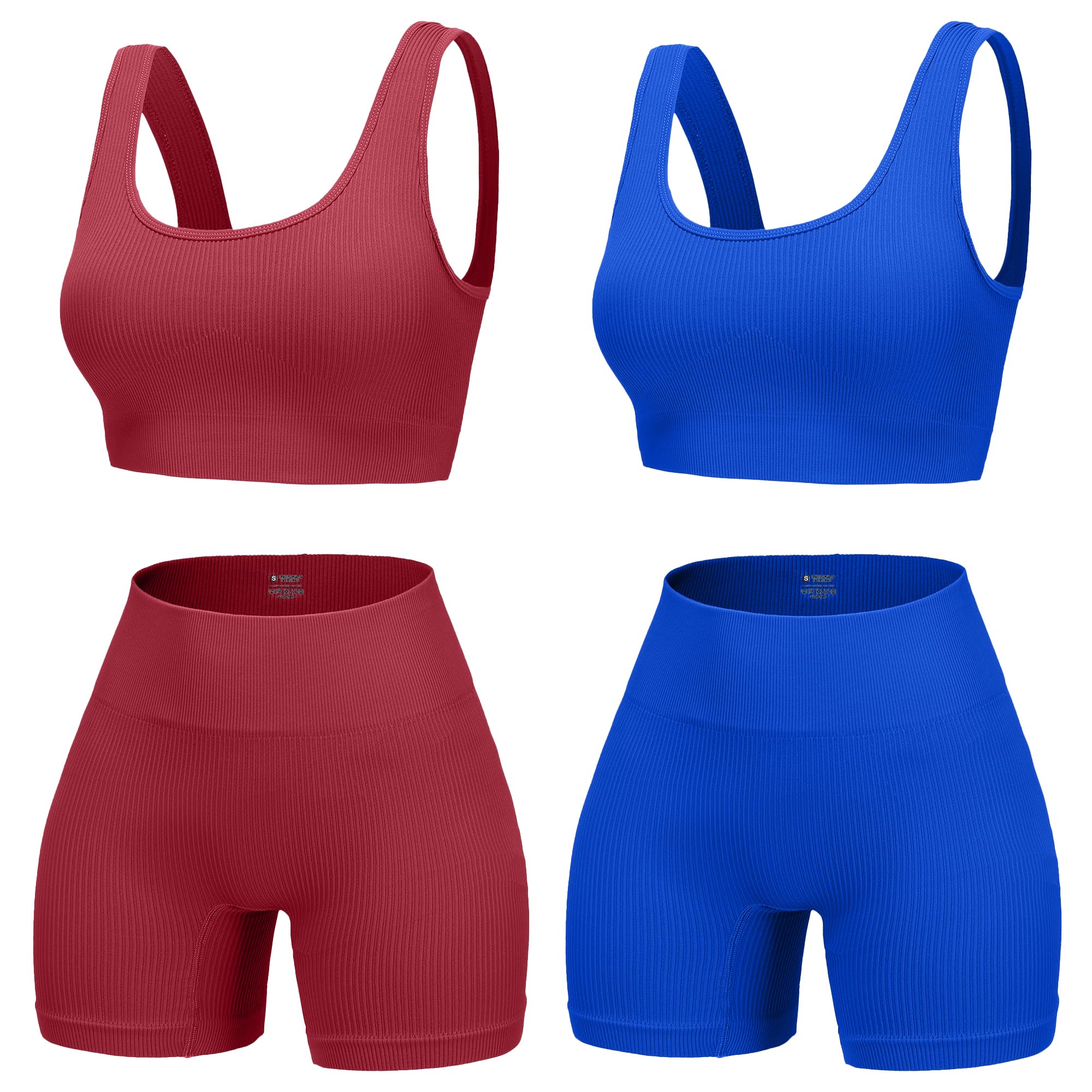 VYVAE 4-Piece Seamless Set Reddish Brown/Sapphire Blue - Front