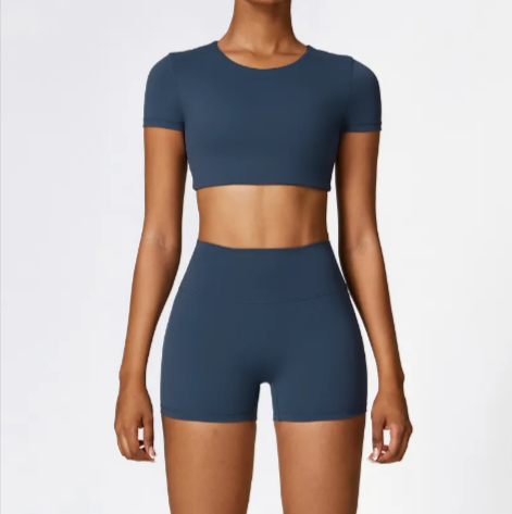 VYVAE Winter Running Set Long Sleeved Shorts Sky Blue - Front