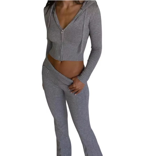 VYVAE Knitted Hooded Set Pink - Front