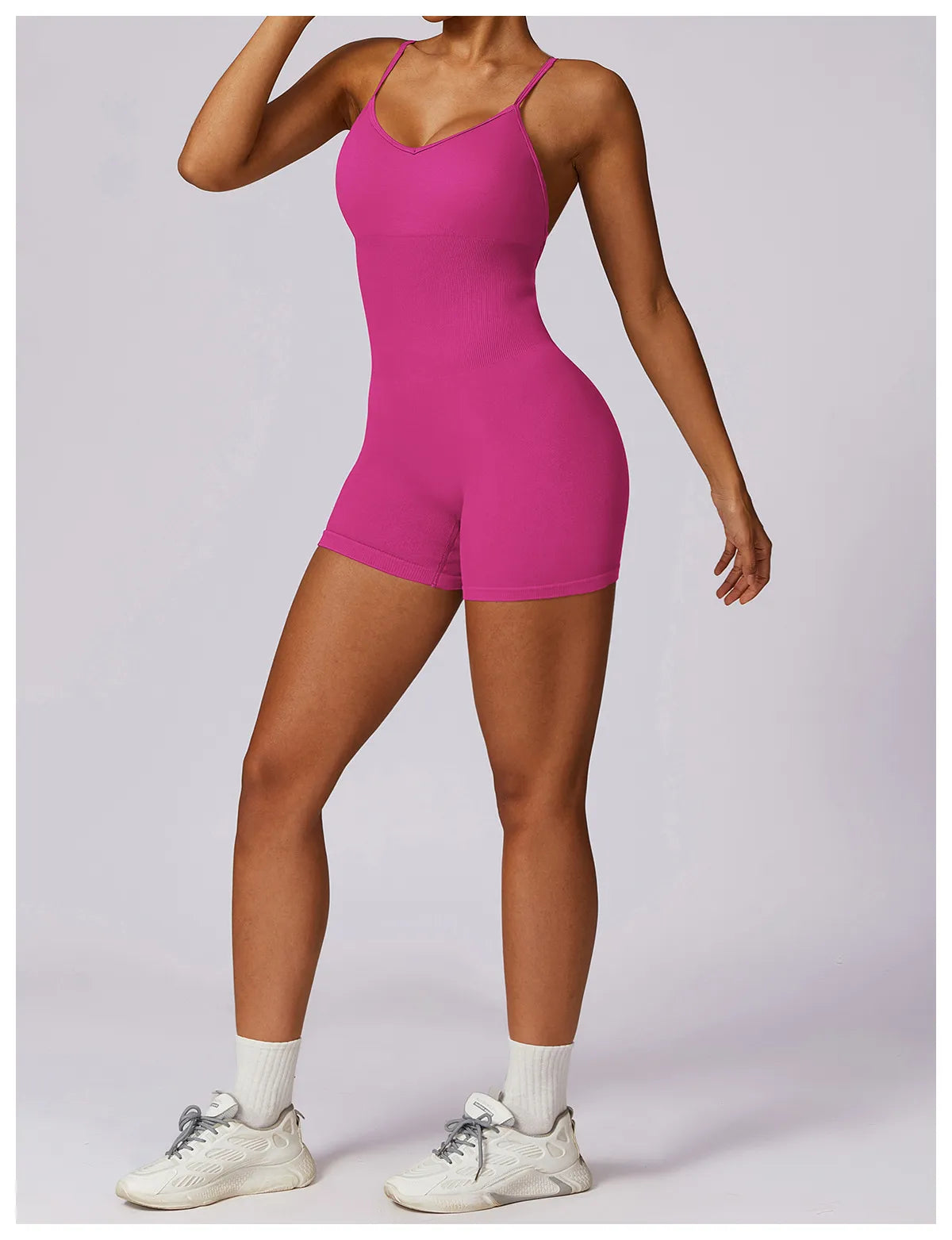 VYVAE Seamless Yoga Jumpsuit Rose Purple - Front