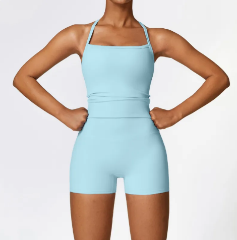 VYVAE Winter Running Set Tank Top Shorts Blue - Side