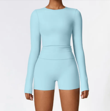 VYVAE Winter Running Set Tank Top Shorts Sky Blue - Side