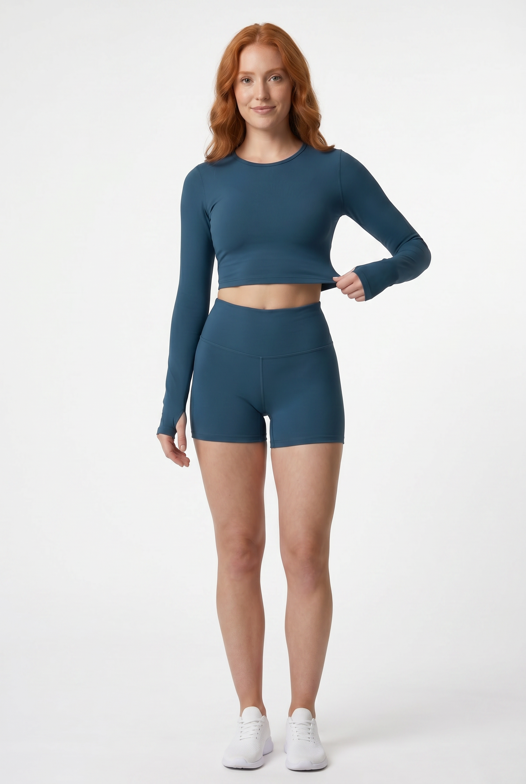VYVAE Long Sleeve Yoga Top Dusty Blue - Front
