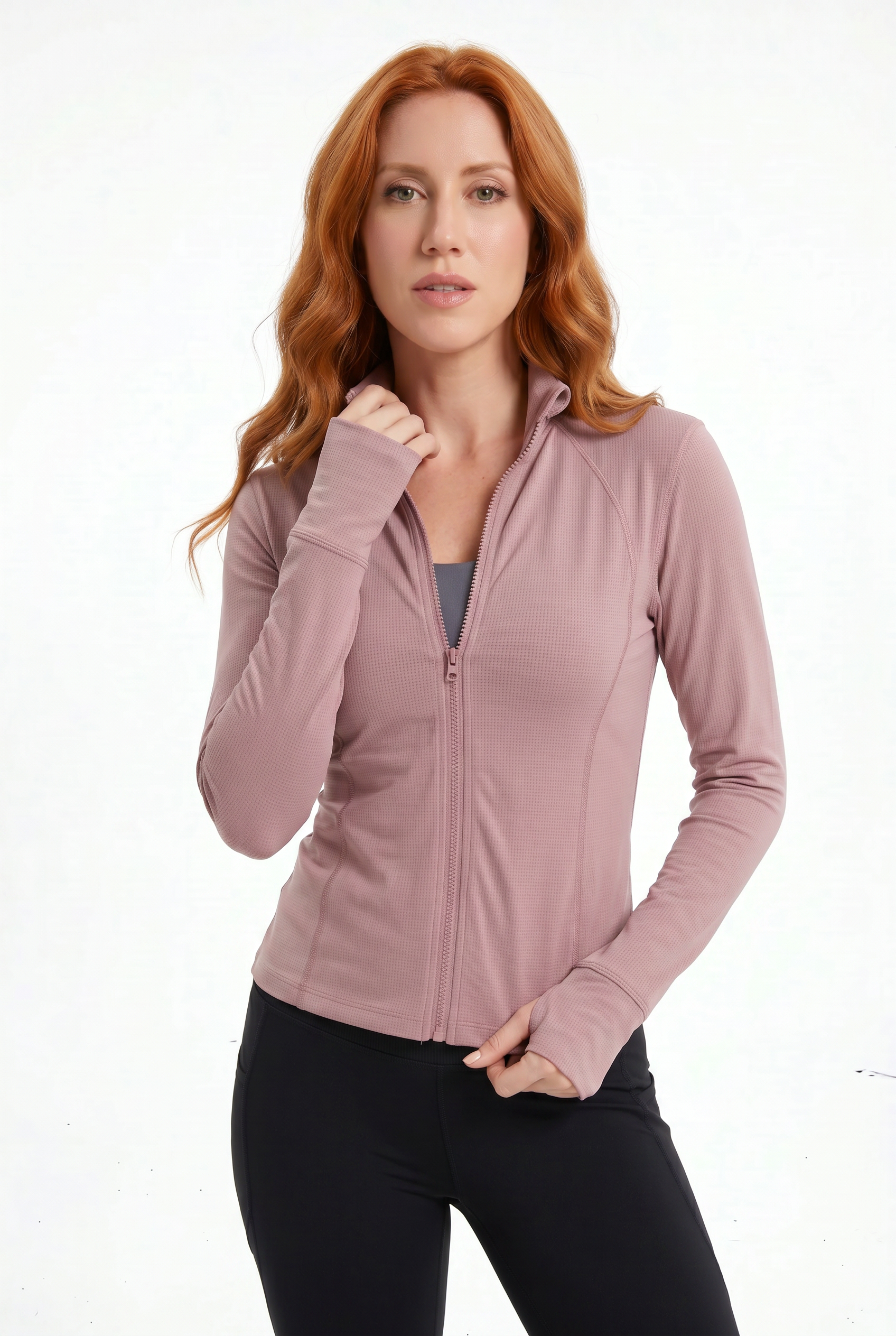 VYVAE Pocket Running Cardigan Rose - Neck