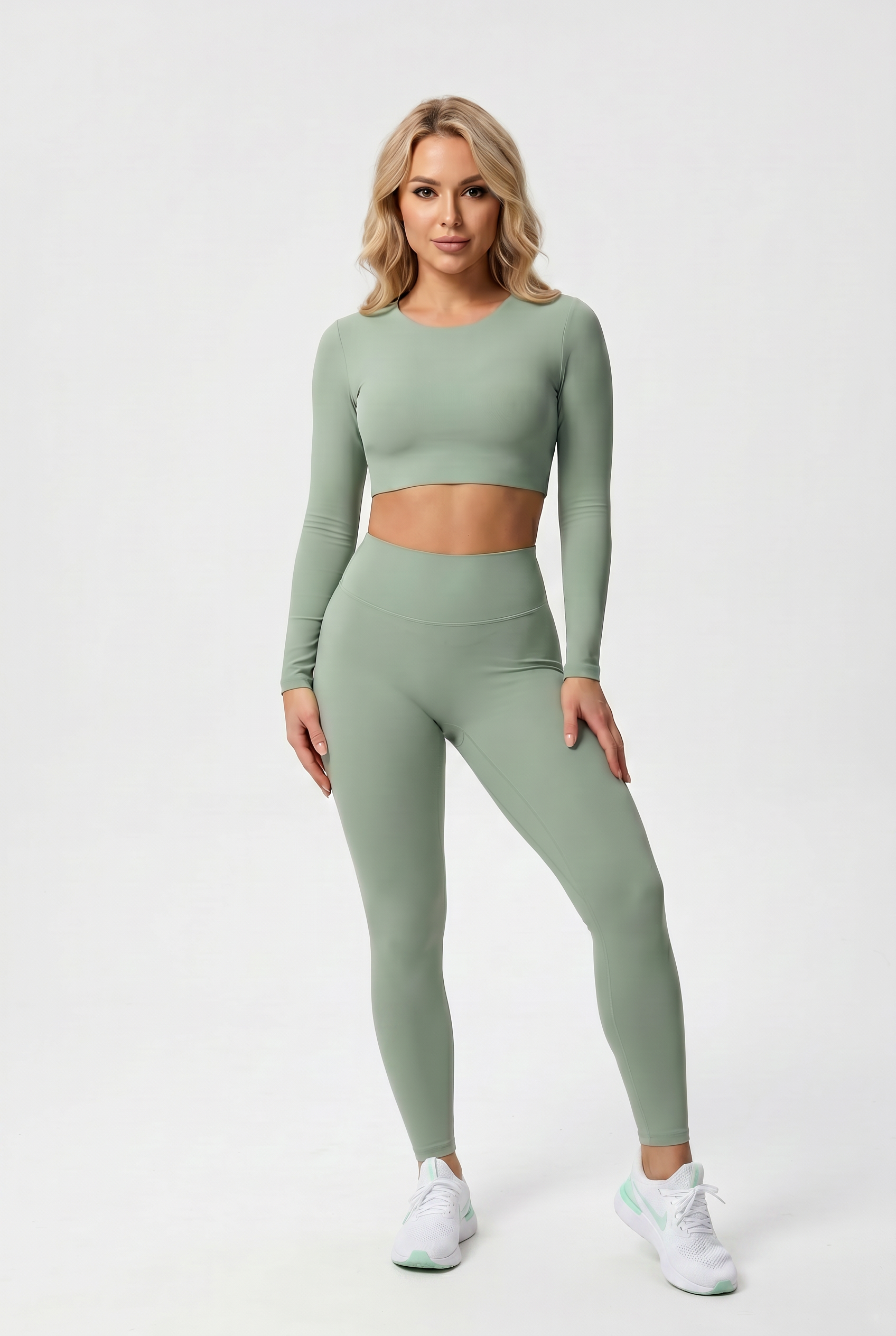 Nylon Nude Yoga Suit Sage Green - Studio