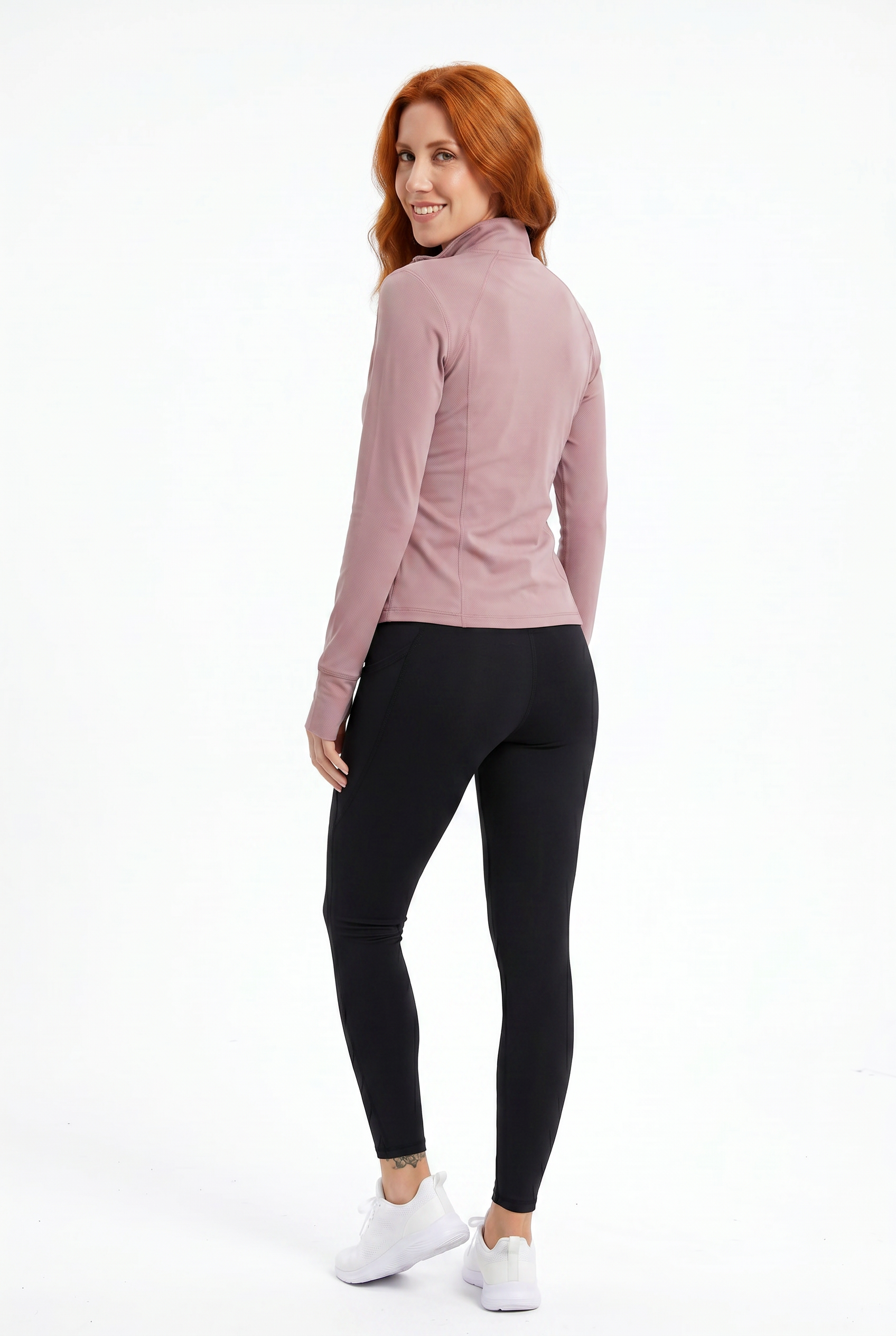 VYVAE Pocket Running Cardigan Rose - Back