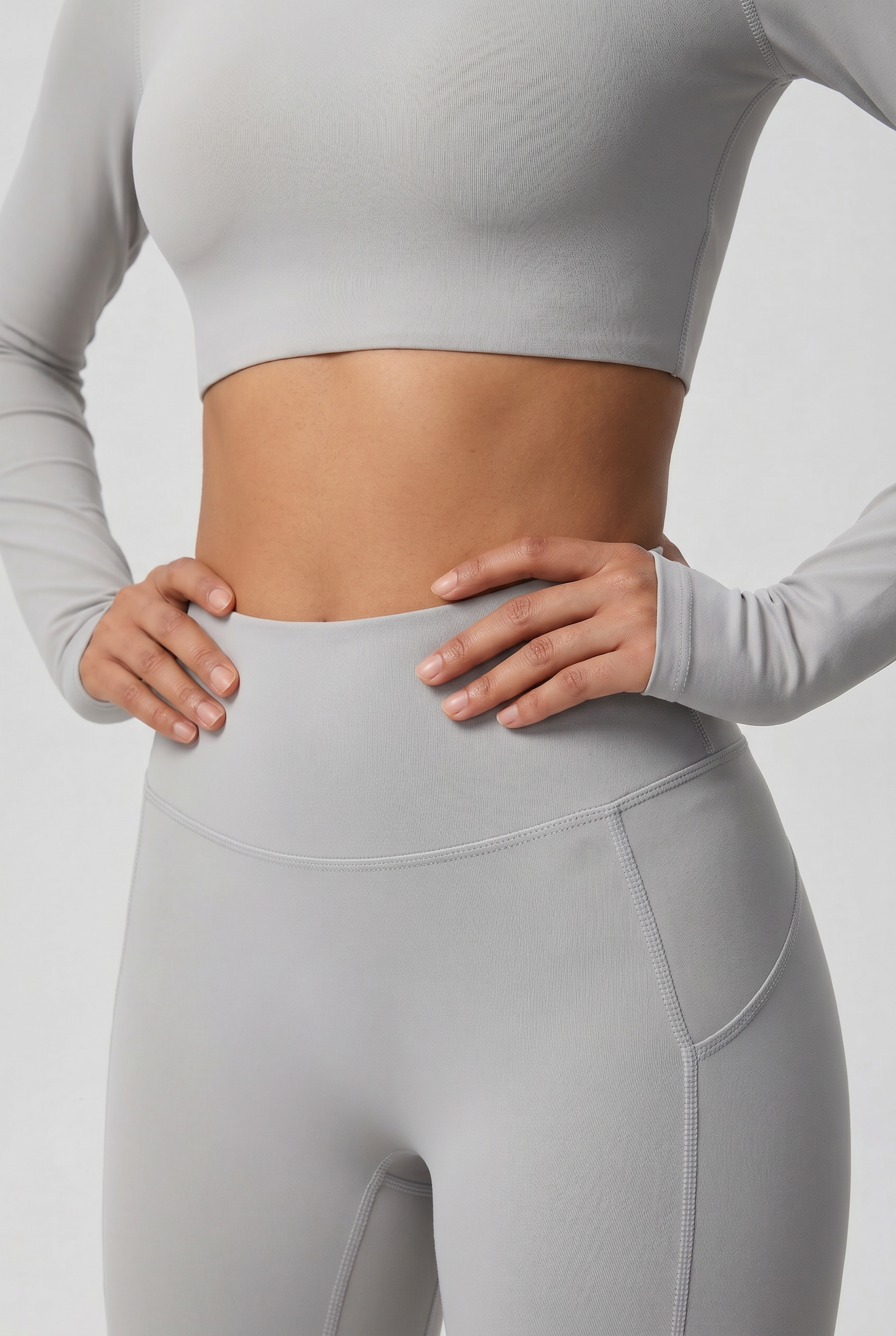 Nylon Nude Yoga Suit Light Grey - Candid