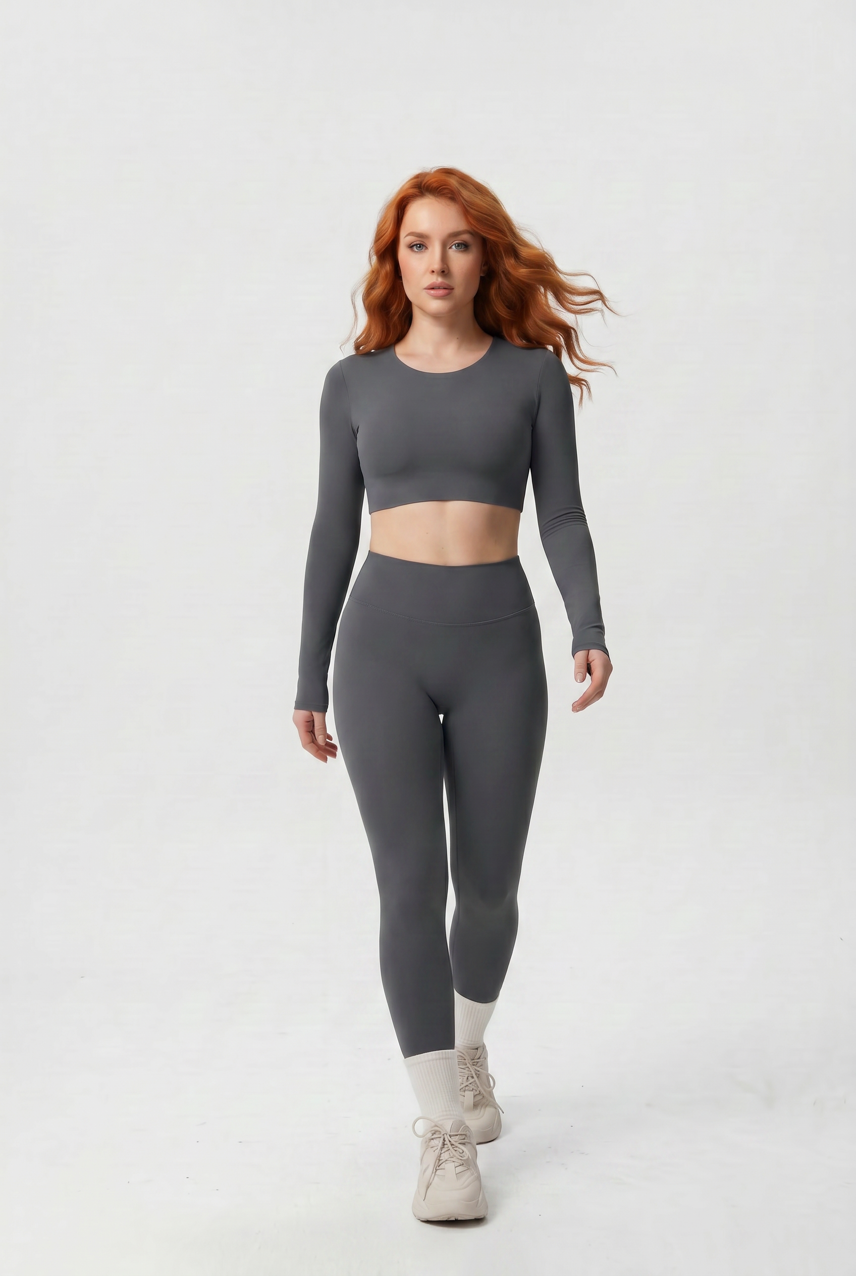 Nylon Nude Yoga Suit Grafite - Walking