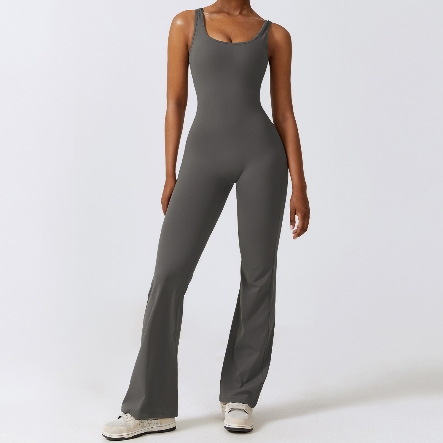 VYVAE Backless Jumpsuit Gray - Side