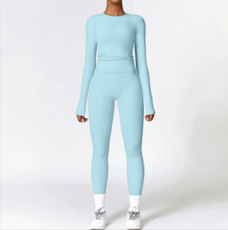 VYVAE Winter Running Set Tank Top Pants Sky Blue - Back