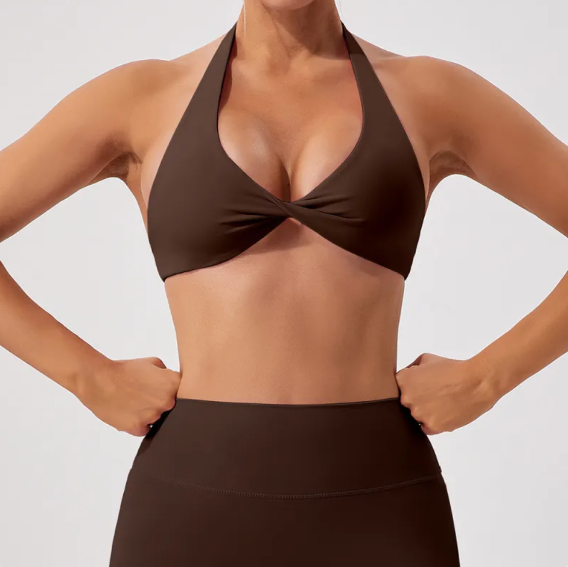 VYVAE Halter Yoga Bra Brown - Side